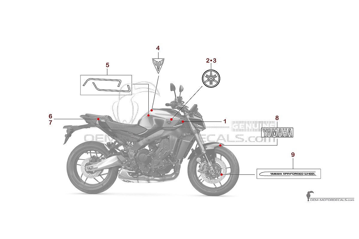Aufkleber für Yamaha MT-09 SP 2024 - Weiss • Yamaha OEM-Aufkleber