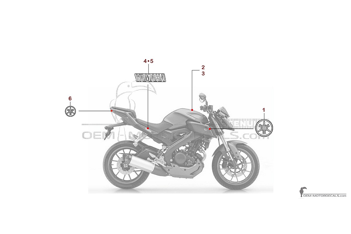 Pegatinas para Yamaha MT-125 2015 - Gris • Yamaha Pegatinas OEM