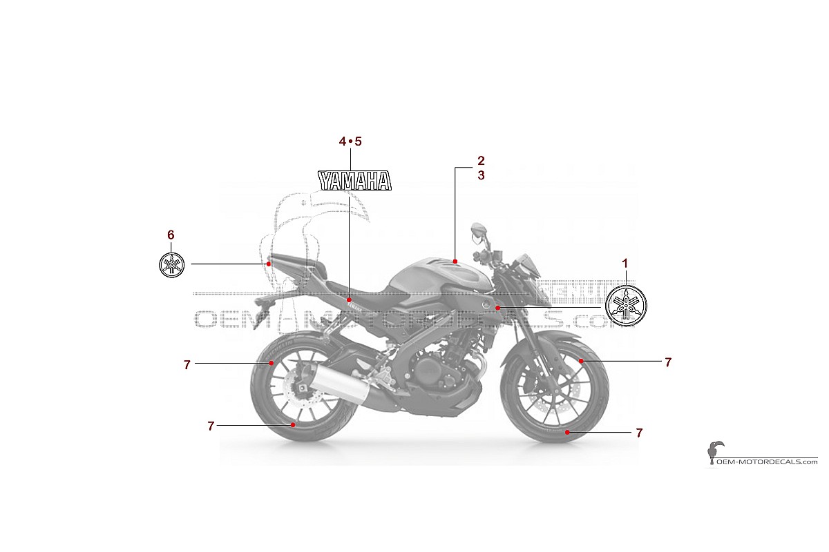 Naklejki do Yamaha MT-125 2016 - Szary • Yamaha Naklejki OEM