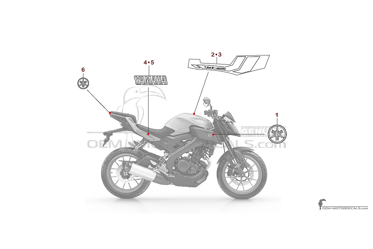 Naklejki do Yamaha MT-125 2019 - Szary • Yamaha Naklejki OEM