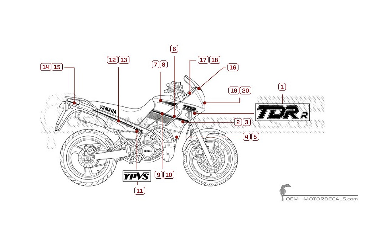 Naklejki do Yamaha TDR125 1992 • Yamaha Naklejki OEM