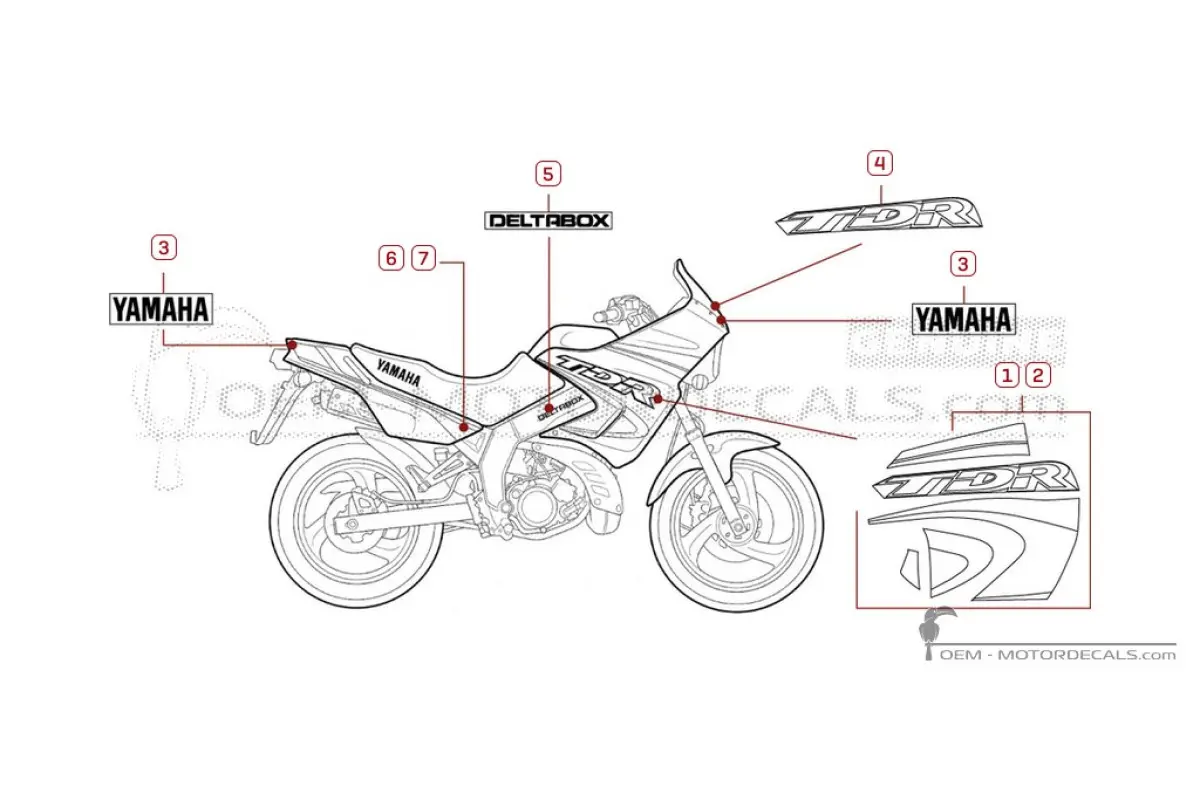 Decals for Yamaha TDR125 1997 • Yamaha OEM Decals