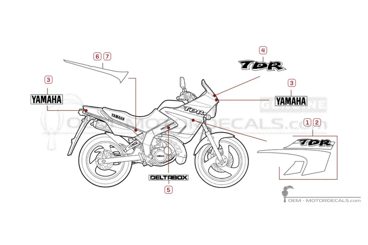 Aufkleber für Yamaha TDR125 1999 • Yamaha OEM-Aufkleber