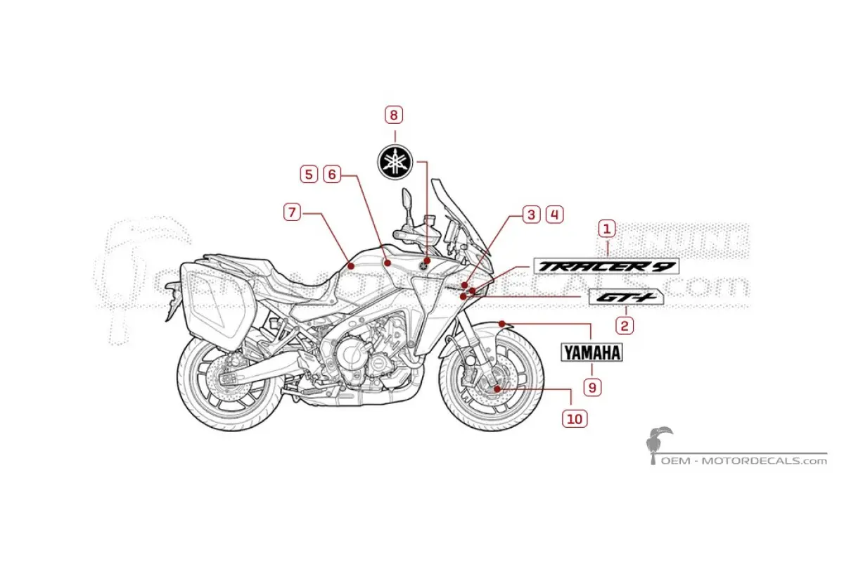 Aufkleber für Yamaha TRACER 9 GT+ 2023 • Yamaha OEM-Aufkleber