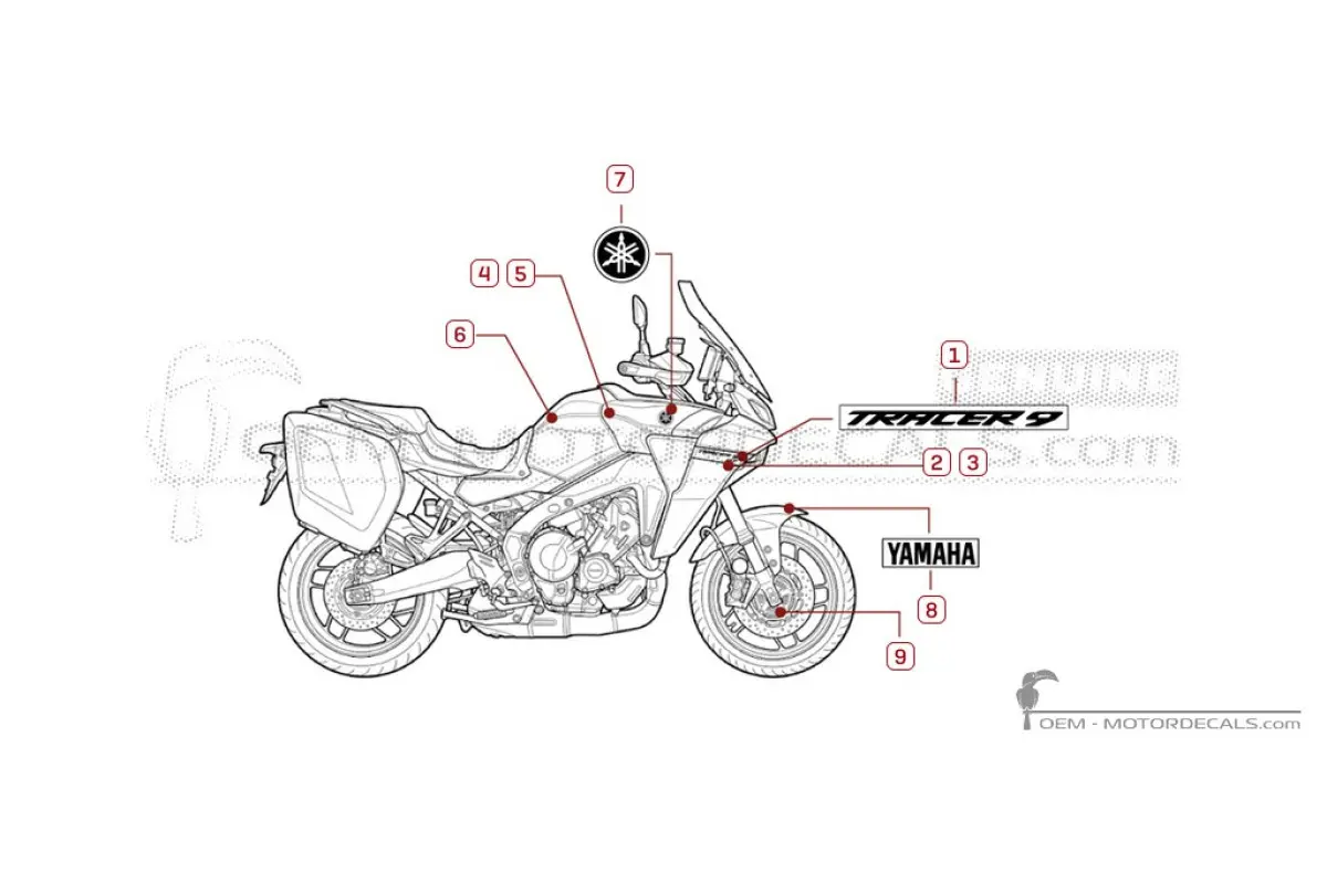 Decals for Yamaha TRACER 9 GT+ 2024 • Yamaha OEM Decals