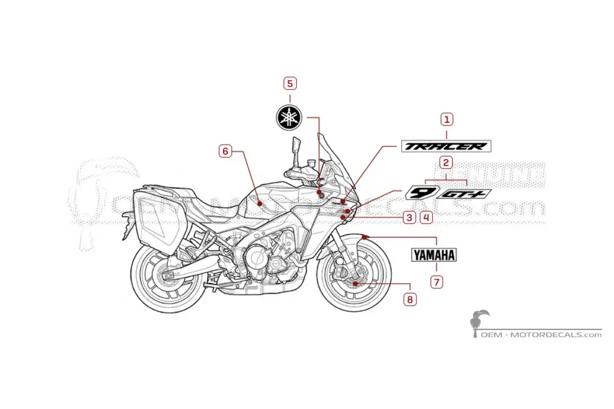 Decals for Yamaha TRACER 9 GT+ 2025 • Yamaha OEM Decals