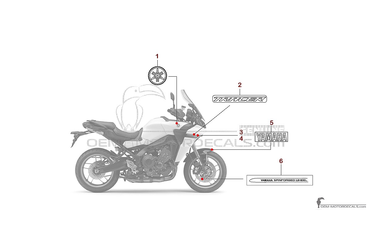 Autocollants pour Yamaha TRACER 9 GT 2023 - Blanc • Yamaha Autocollants OEM