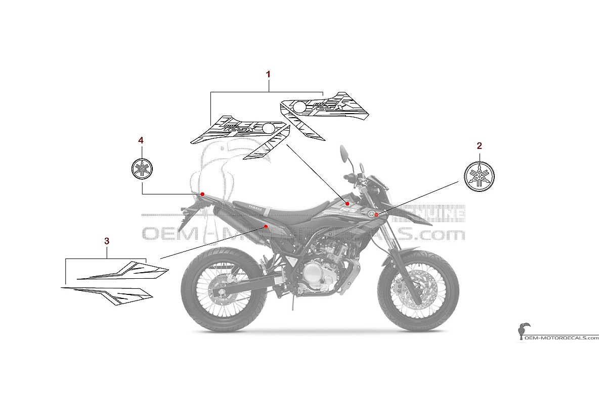 Naklejki do Yamaha WR125X 2014 - Czarny • Yamaha Naklejki OEM