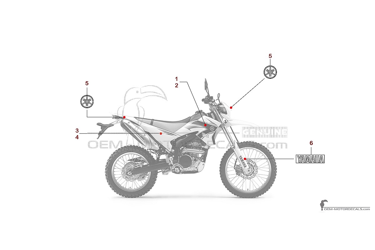 Adesivi per Yamaha WR250R 2010 - Bianco • Yamaha Adesivi OEM
