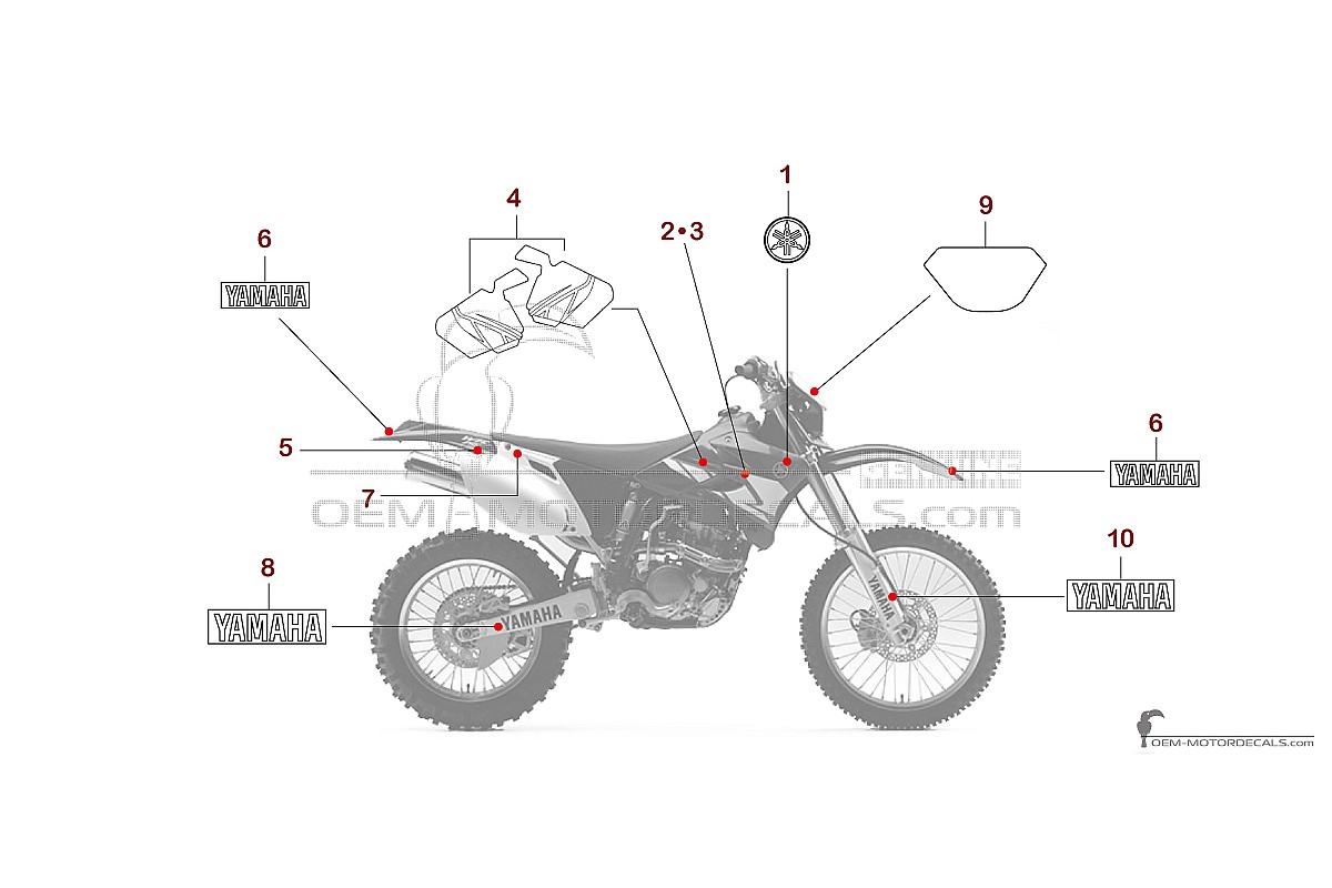Stickers voor Yamaha WR450F 2004 - Blauw • Yamaha OEM Stickers