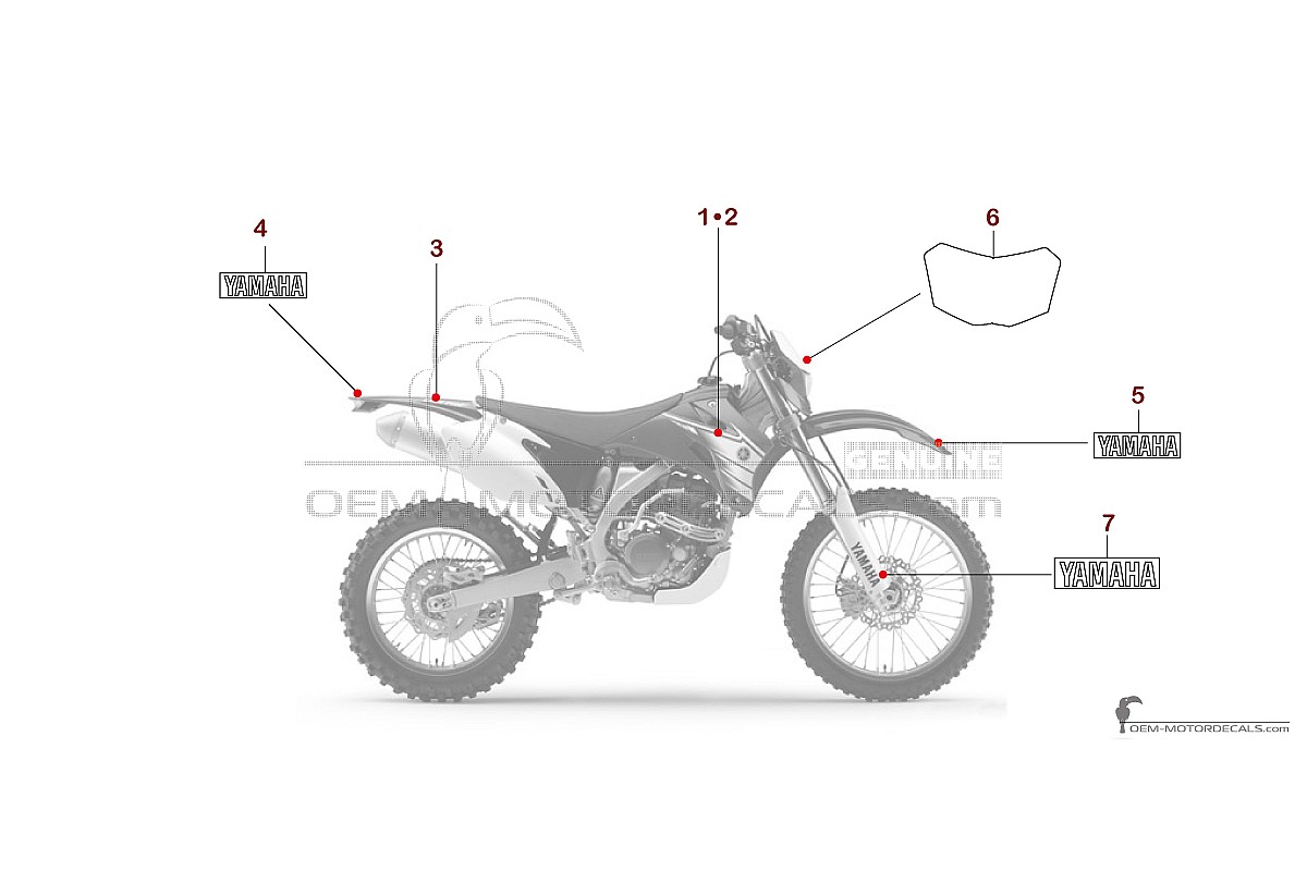 Pegatinas para Yamaha WR450F 2007 - Azul • Yamaha Pegatinas OEM