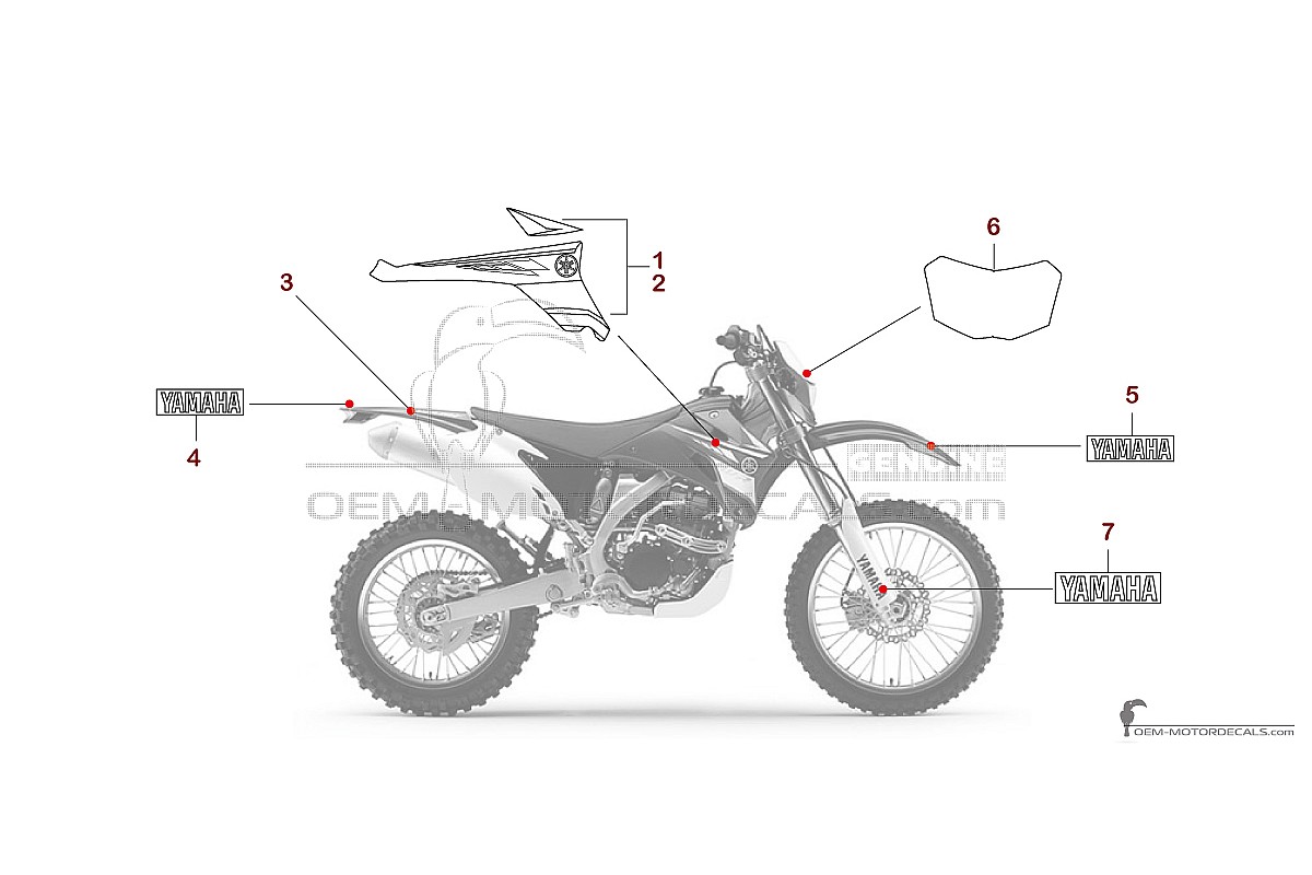 Autocollants pour Yamaha WR450F 2008 - Bleu • Yamaha Autocollants OEM