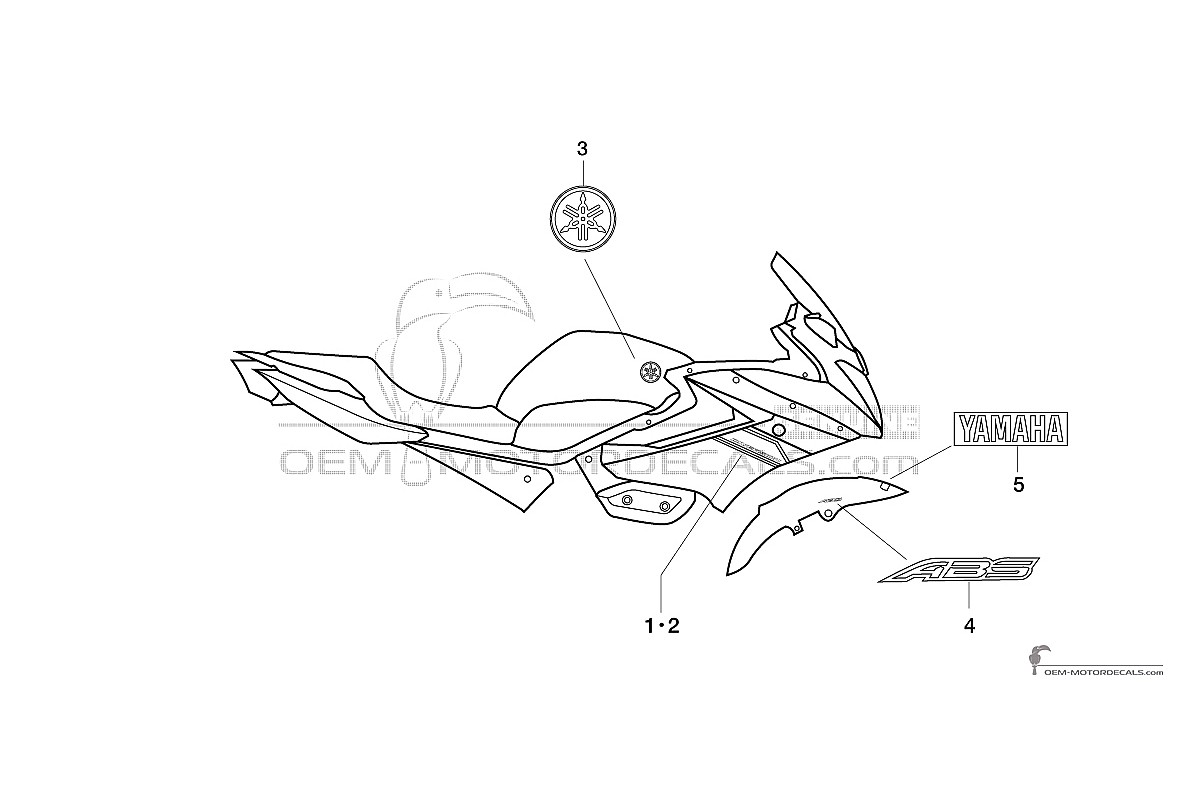 Stickers voor Yamaha XJ6S DIVERSION 2016 - Wit • Yamaha OEM Stickers