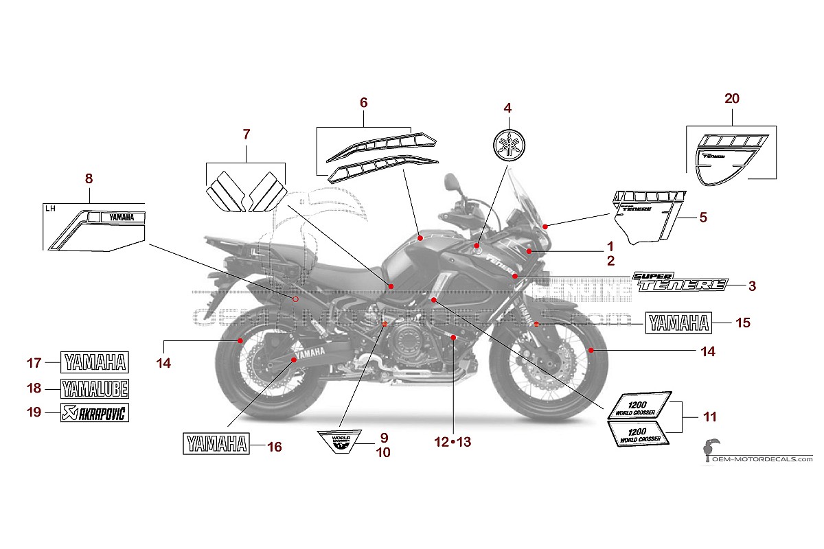 Naklejki do Yamaha XT1200 SUPER TENERE World Crosser 2016 - Niebieski • Yamaha Naklejki OEM