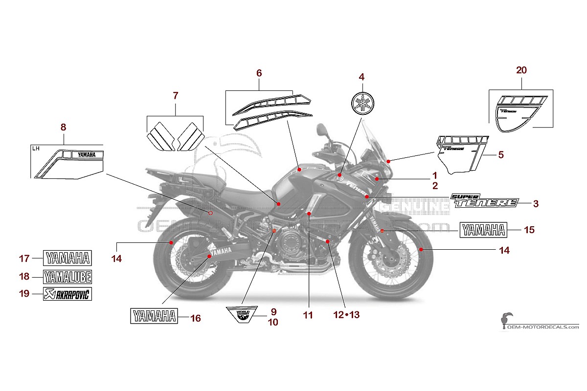 Naklejki do Yamaha XT1200 SUPER TENERE World Crosser 2017 - Niebieski • Yamaha Naklejki OEM