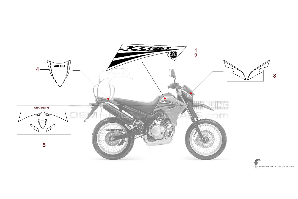 Adesivi per Yamaha XT125X 2007 - Arancione • Yamaha Adesivi OEM