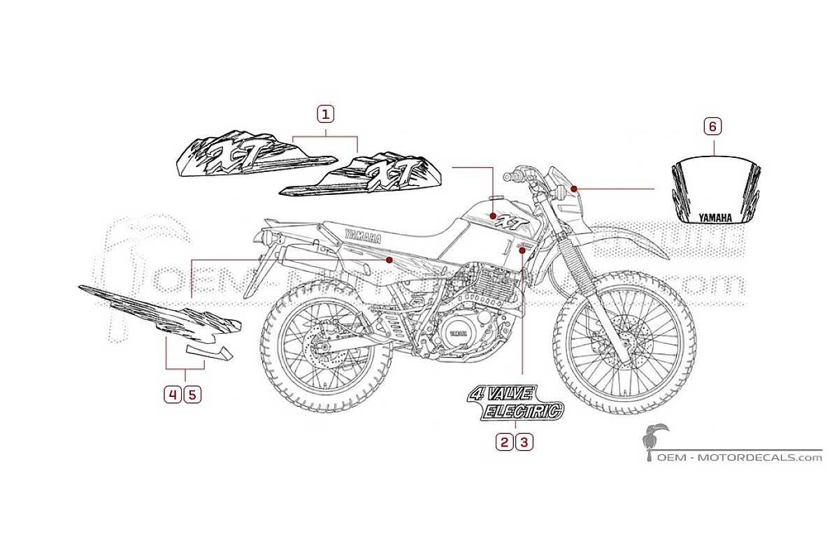 Stickers voor Yamaha XT600 1995 • Yamaha OEM Stickers