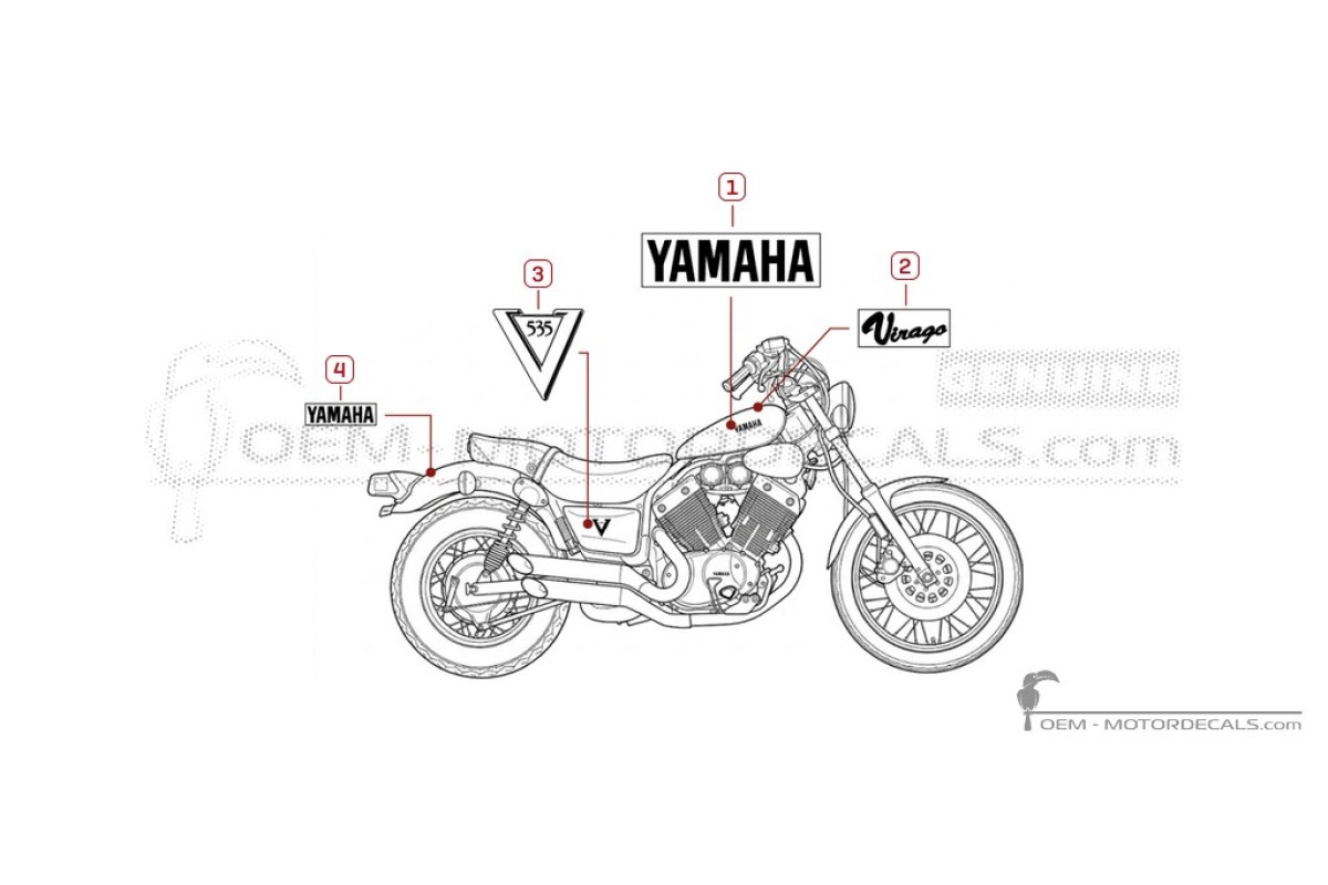 Decals for Yamaha XV535 Virago 1988 • Yamaha OEM Decals