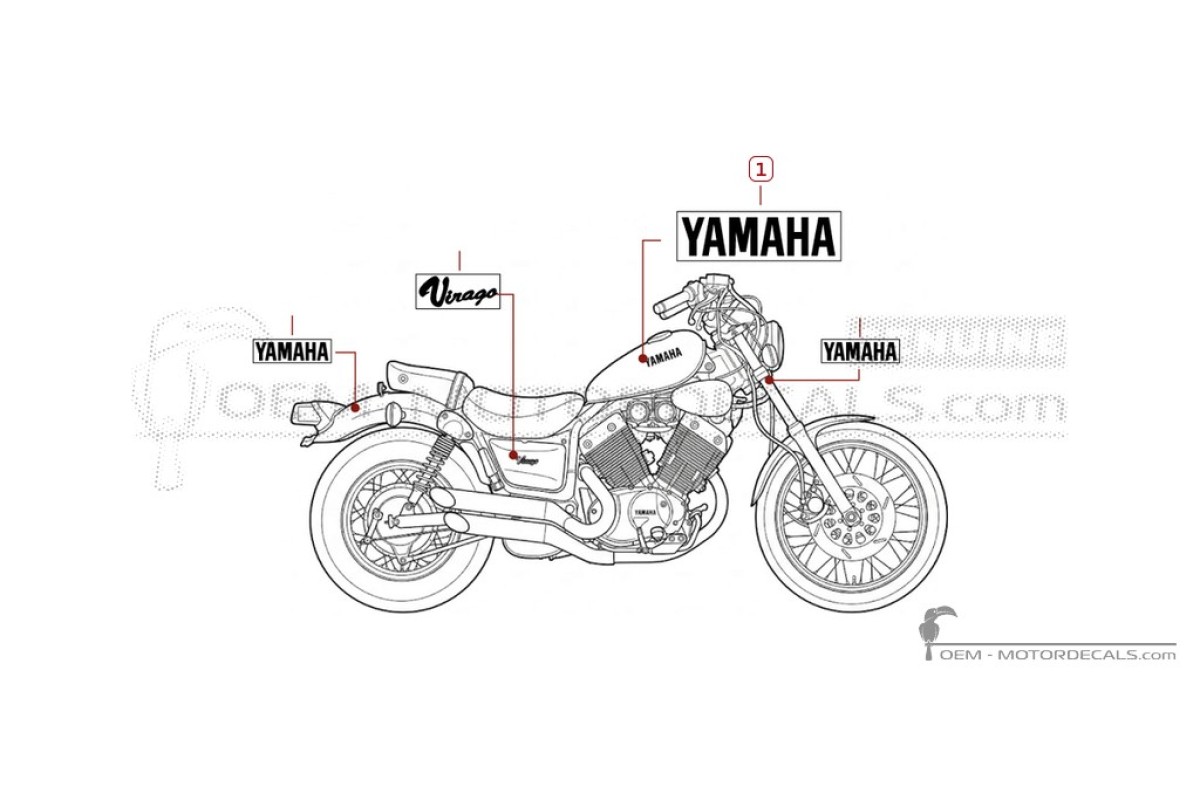 Aufkleber für Yamaha XV535 Virago 1990 • Yamaha OEM-Aufkleber