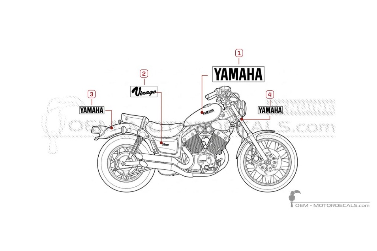 Autocollants pour Yamaha XV535 Virago 1990 • Yamaha Autocollants OEM