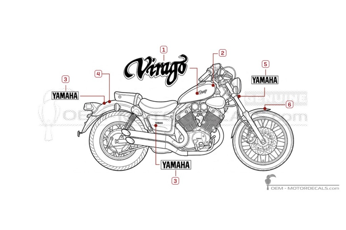 Adesivi per Yamaha XV535 Virago  1995 • Yamaha Adesivi OEM