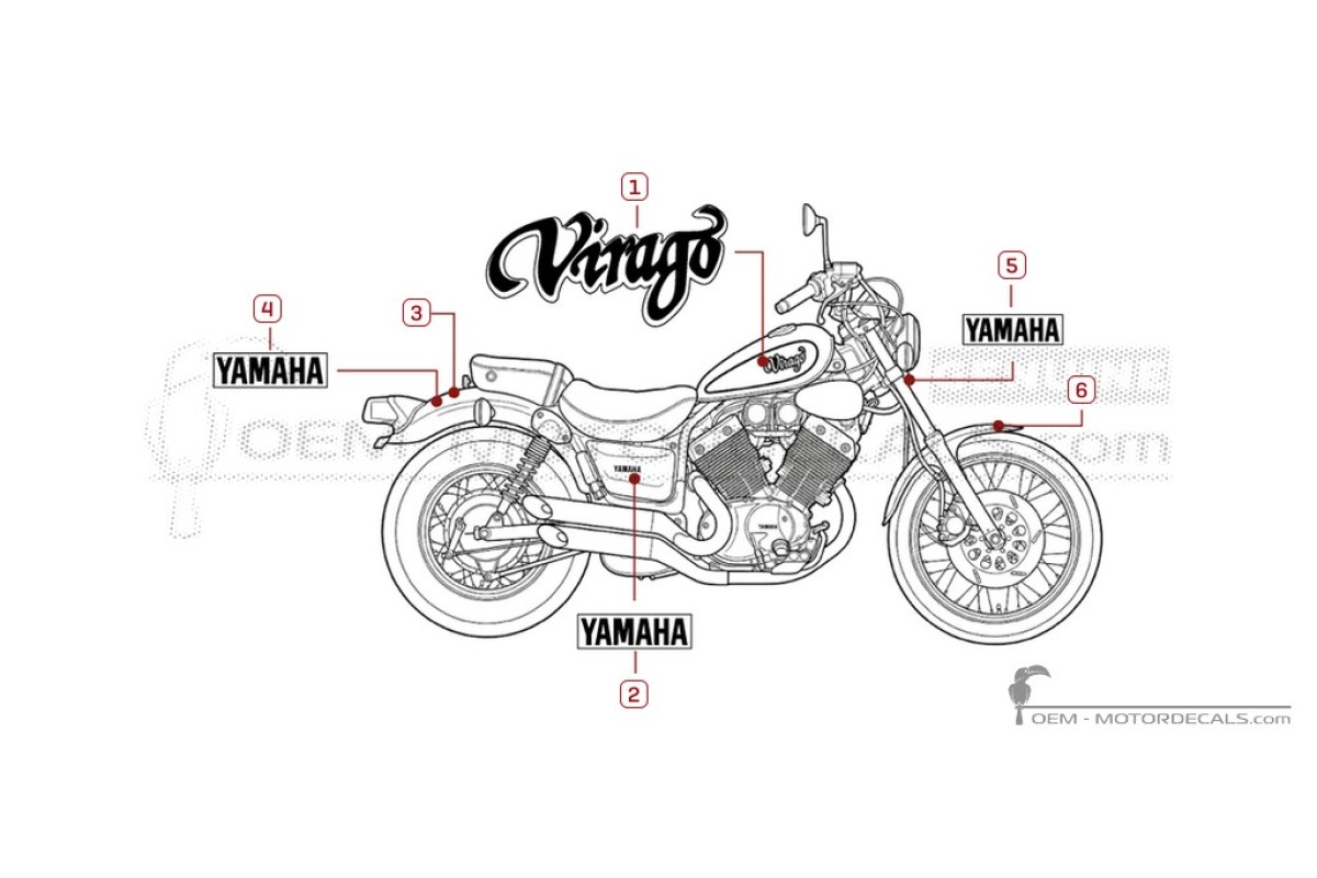Stickers voor Yamaha XV535 Virago S 1995 • Yamaha OEM Stickers