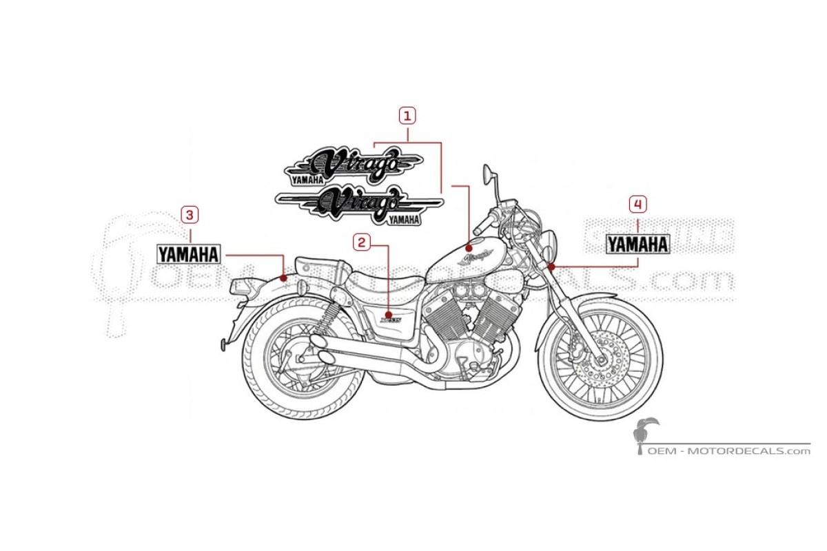 Aufkleber für Yamaha XV535 Virago 1996 • Yamaha OEM-Aufkleber