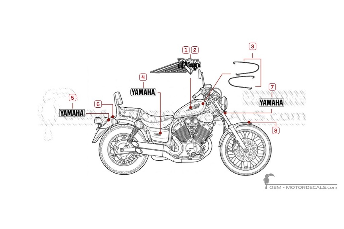 Decals for Yamaha XV535 Virago S 1997 • Yamaha OEM Decals