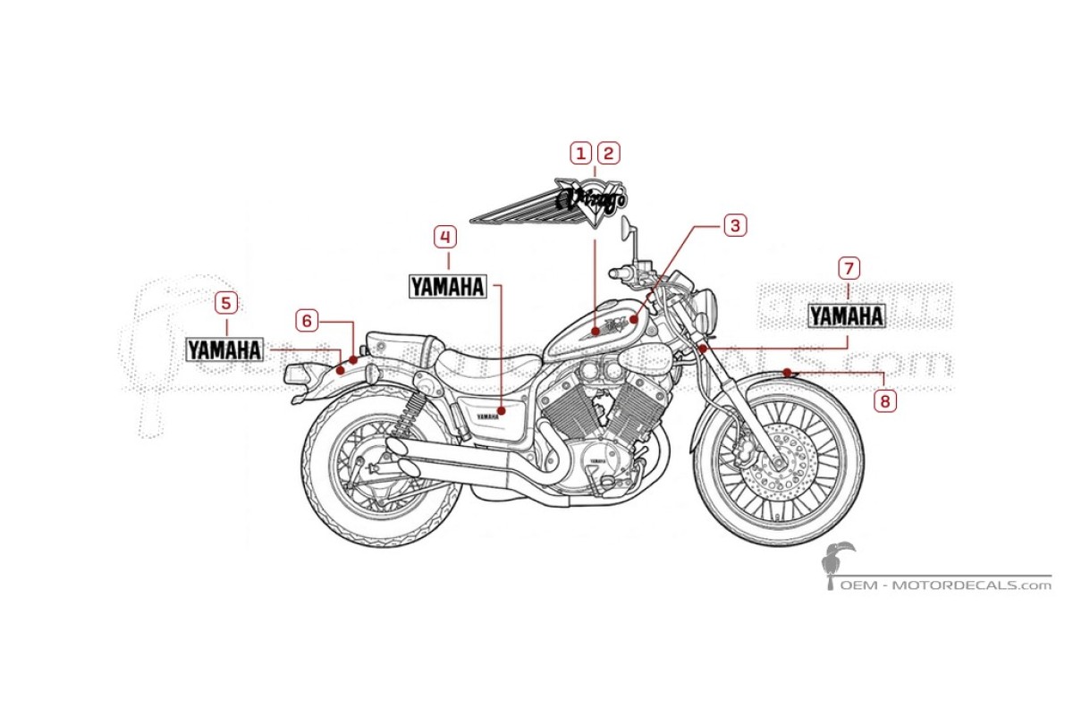 Decals for Yamaha XV535 Virago S 1997 • Yamaha OEM Decals