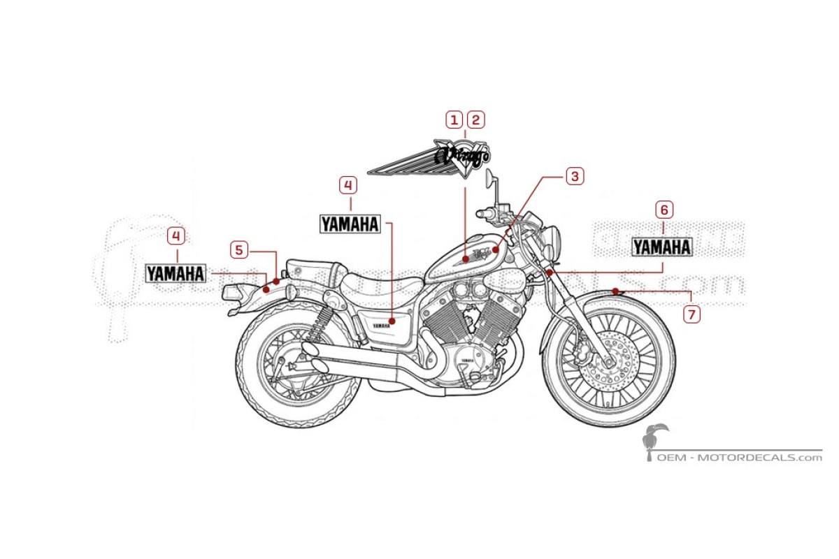 Aufkleber für Yamaha XV535 Virago 1997 • Yamaha OEM-Aufkleber