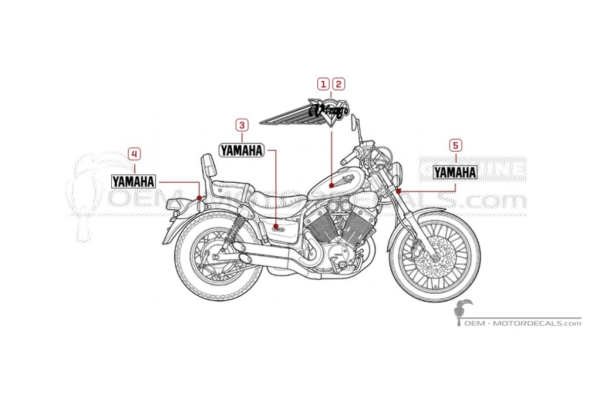 Aufkleber für Yamaha XV535 Virago 2001 • Yamaha OEM-Aufkleber