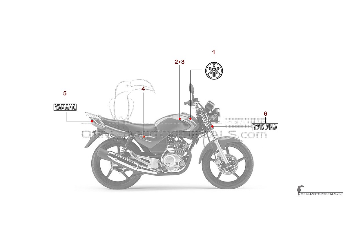 Autocollants pour Yamaha YBR125 2007 - Rouge • Yamaha Autocollants OEM