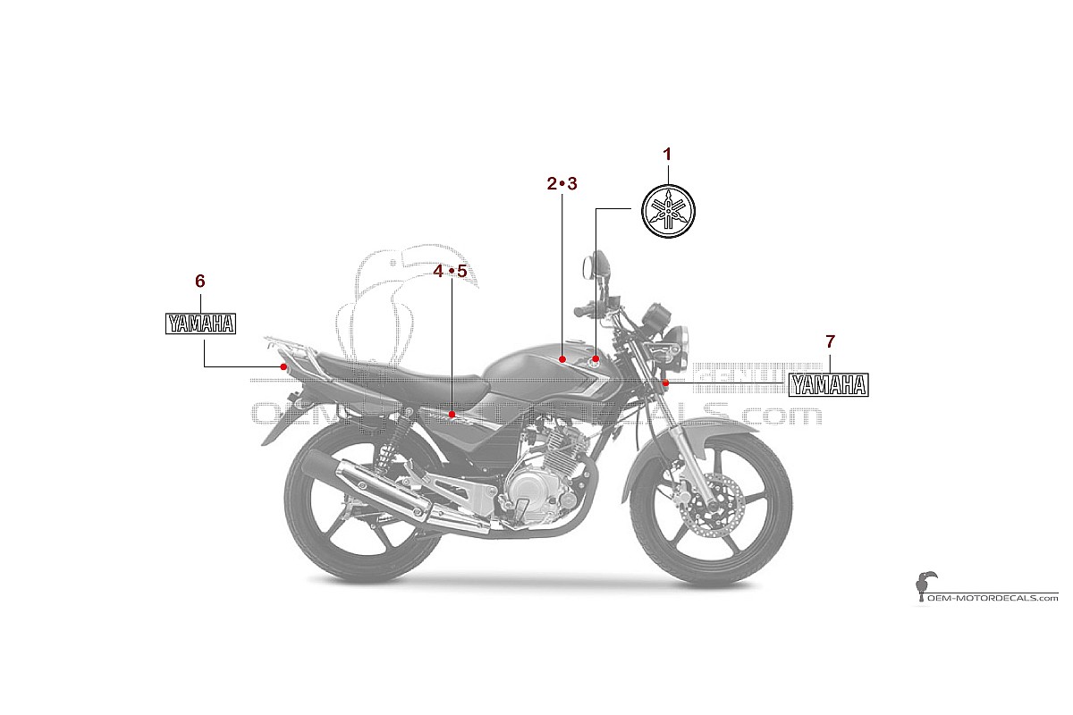 Naklejki do Yamaha YBR125 2009 - Czerwony • Yamaha Naklejki OEM