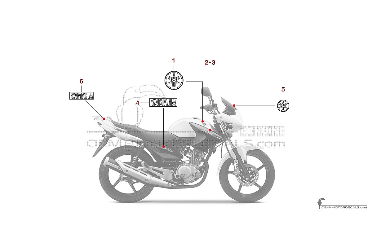 Aufkleber für Yamaha YBR125 2014 - Weiss • Yamaha OEM-Aufkleber
