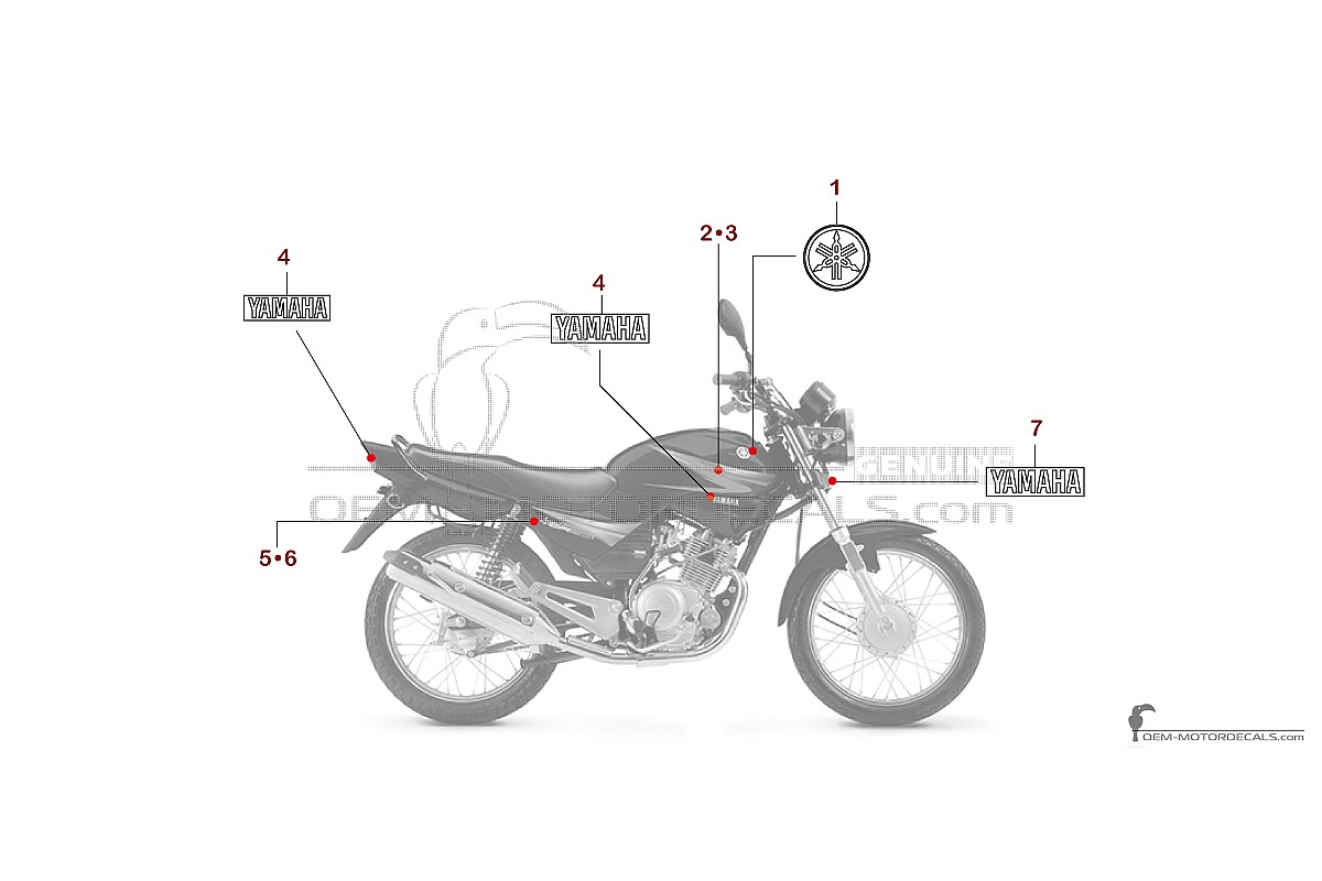 Adesivi per Yamaha YBR125E 2019 - Nero • Yamaha Adesivi OEM
