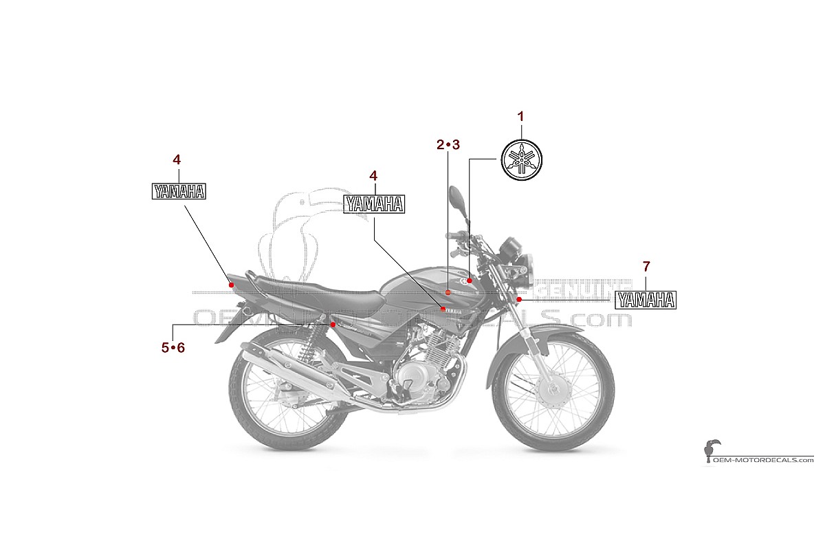Adesivi per Yamaha YBR125E 2021 - Rosso • Yamaha Adesivi OEM