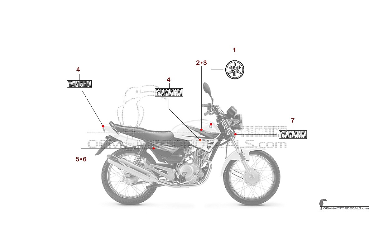 Adesivi per Yamaha YBR125E 2021 - Bianco • Yamaha Adesivi OEM