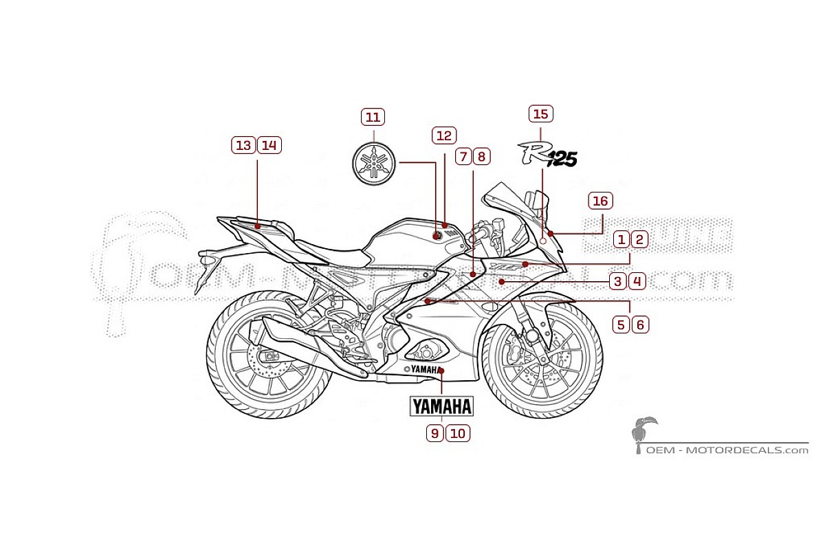 Pegatinas para Yamaha YZF-R125 Anniversary 2026 • Yamaha Pegatinas OEM