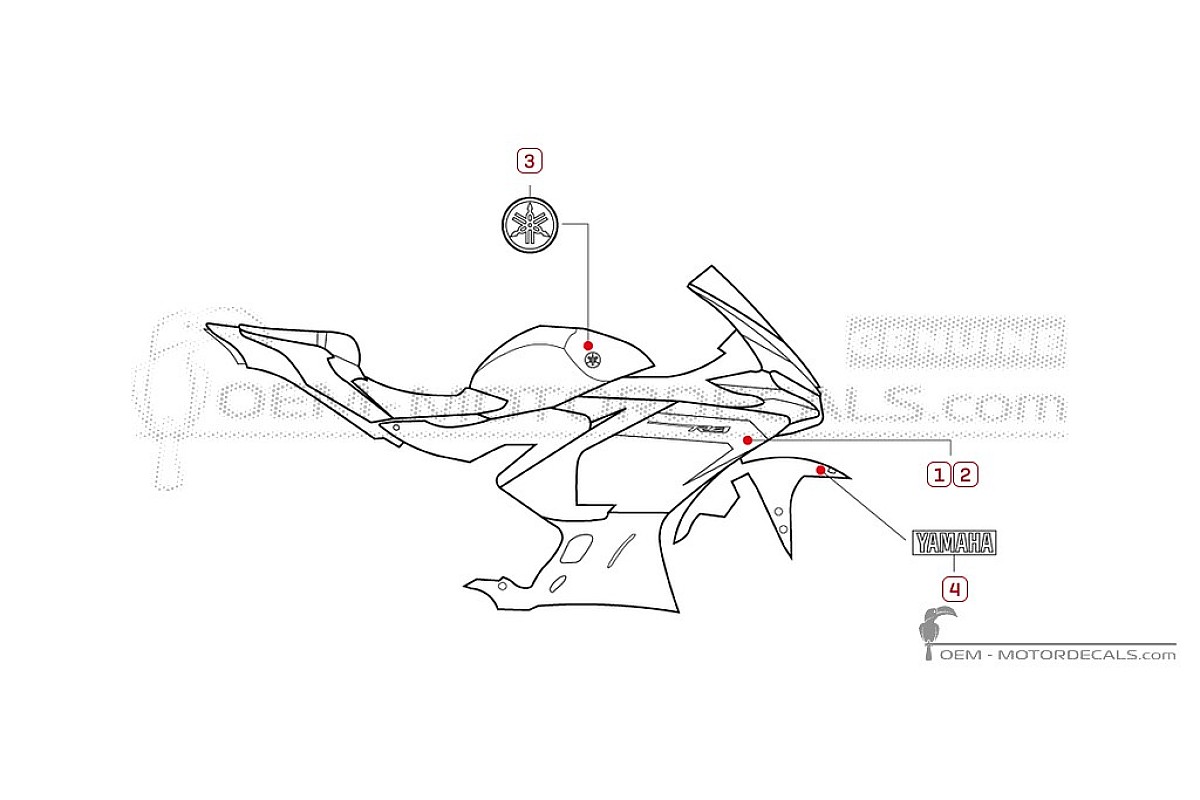 Adesivi per Yamaha YZF-R3 2025 • Yamaha Adesivi OEM