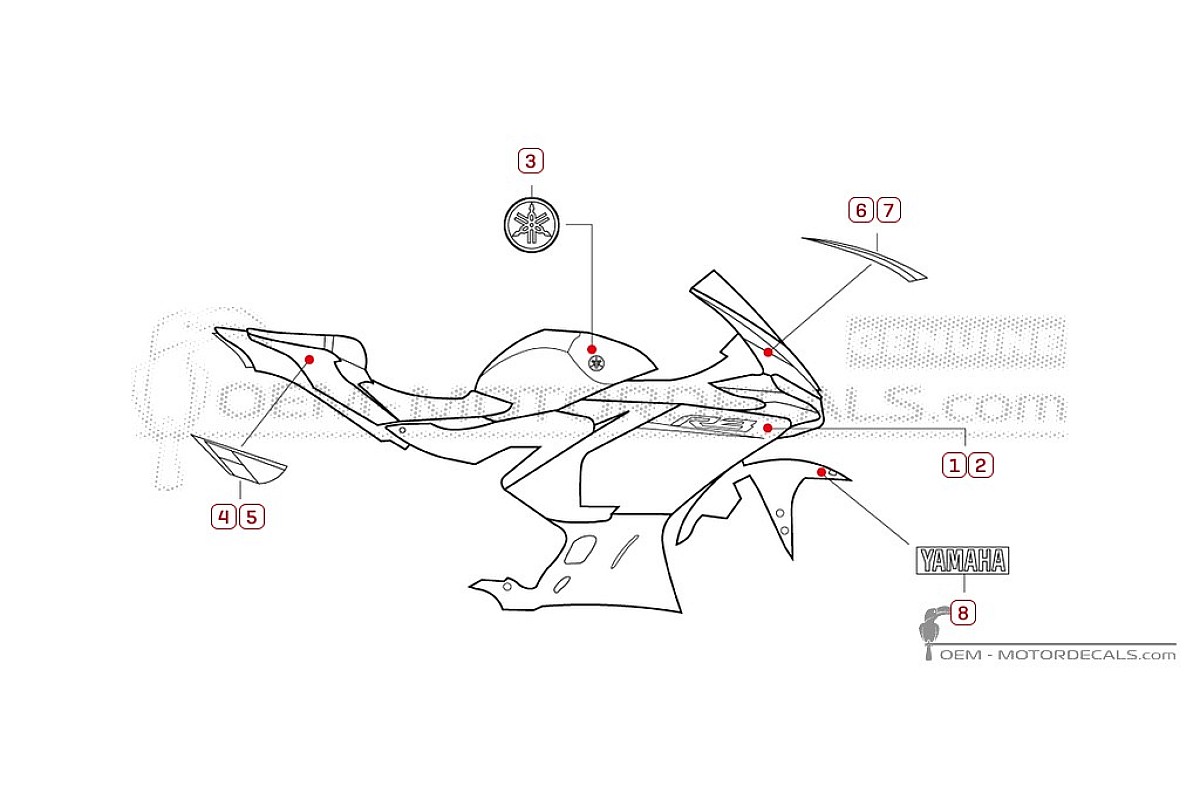 Pegatinas para Yamaha YZF-R3 2026 • Yamaha Pegatinas OEM