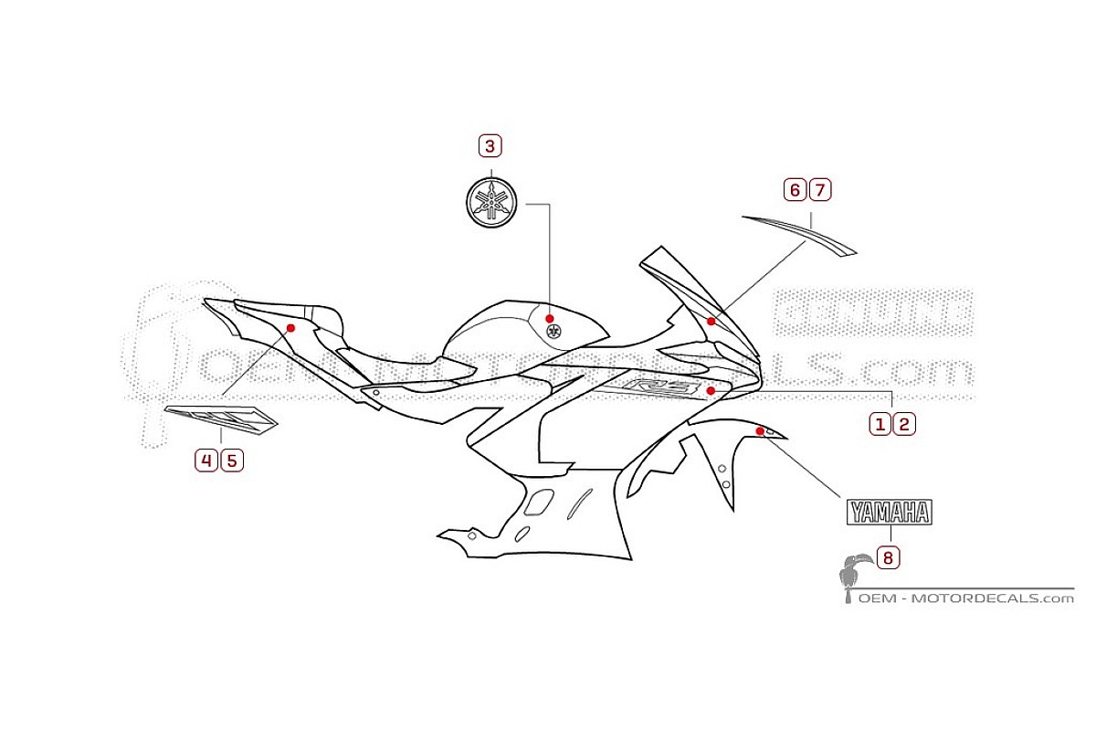 Pegatinas para Yamaha YZF-R3 2026 • Yamaha Pegatinas OEM