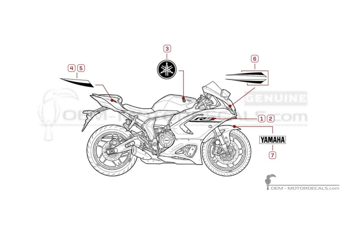 Adesivi per Yamaha YZF-R7 2026 • Yamaha Adesivi OEM