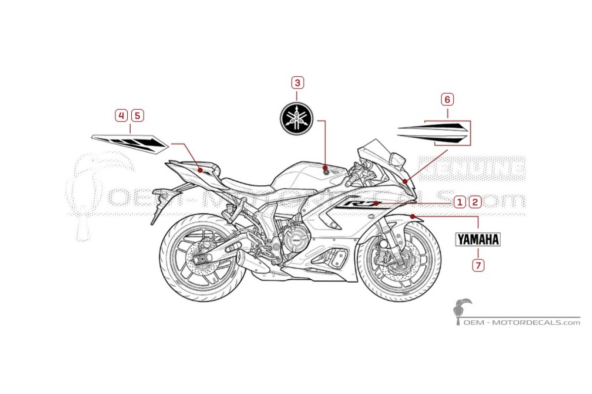 Adesivi per Yamaha YZF-R7 2026 • Yamaha Adesivi OEM