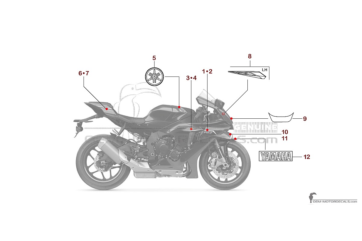 Stickers voor Yamaha YZF-R1 2025 - Blauw • Yamaha OEM Stickers