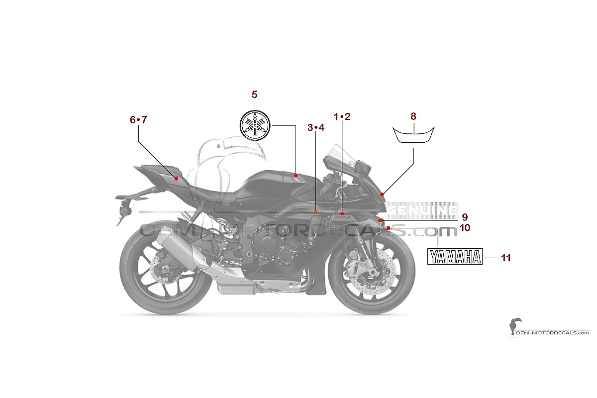 Decals for Yamaha YZF-R1 2025 - Dark gray • Yamaha OEM Decals