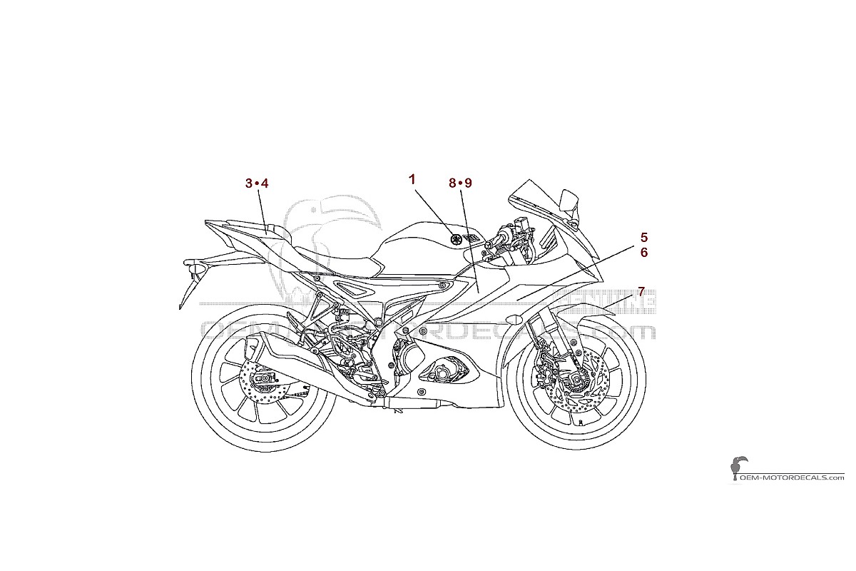 Decals for Yamaha YZF-R125 2025 - Black • Yamaha OEM Decals
