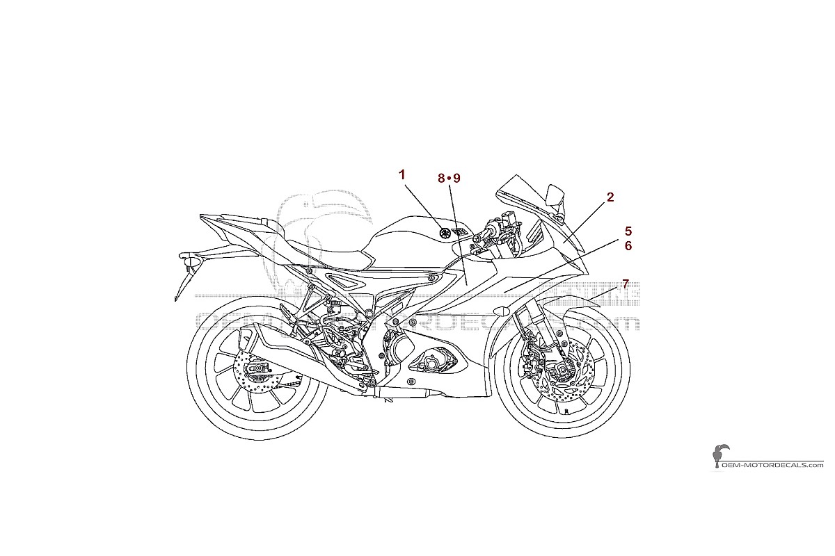 Autocollants pour Yamaha YZF-R125 2025 - Bleu • Yamaha Autocollants OEM