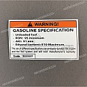 Brandstofspecificatie waarschuwingssticker onder het zadel