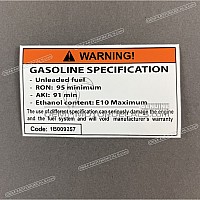 APRILIA Kraftstoffspezifikations-Warnaufkleber für das Helmfach 1B009257