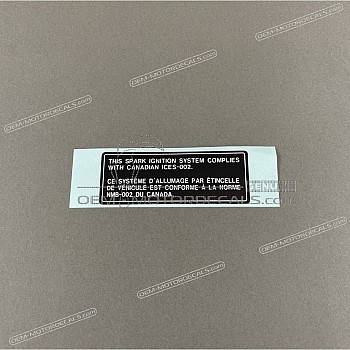Ignition noise compliance label